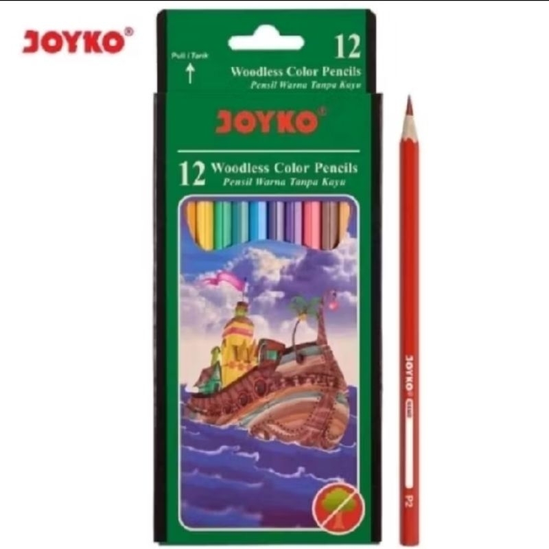 

12 Warna Joyko Pensil Warna CP-103 Woodless Color Pencils Hexagonal