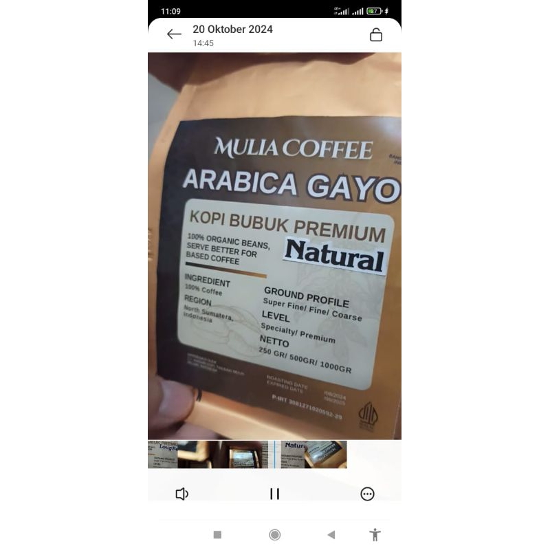 

Arabika Gayo Natural Biji roasting/ bubuk