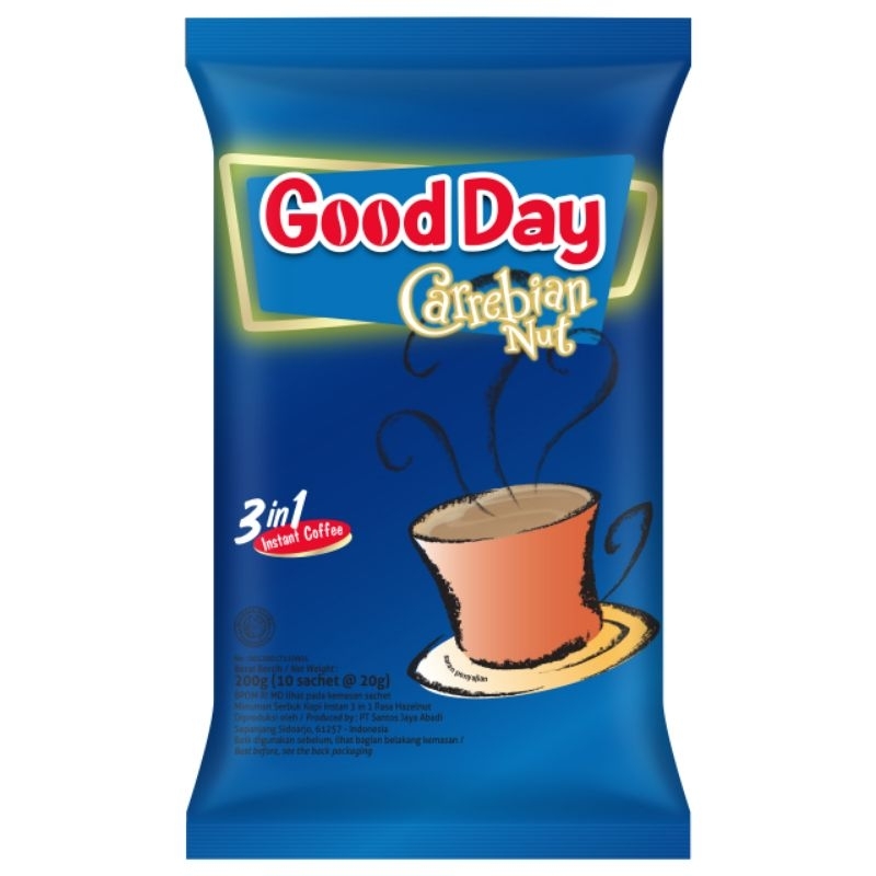 

GOOD DAY CARREBIANNUT COFFEE 3IN1 @20 gr isi 10 Sachet Kopi Instan Special Susu Renceng Asli Aman