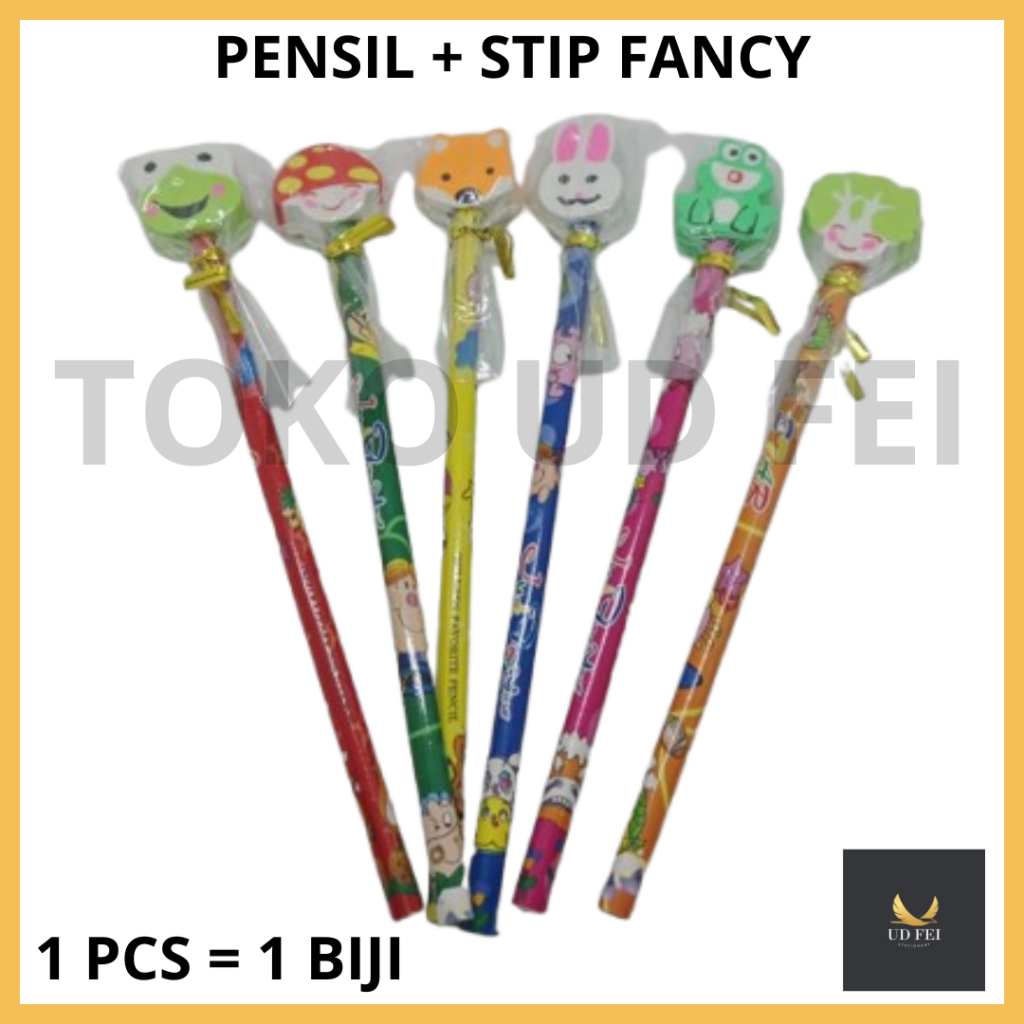 

(1 PCS=1 BIJI) PENSIL + SETIP FANCY/ PENSIL PENGHAPUS FANCY/ PENSIL+STIP