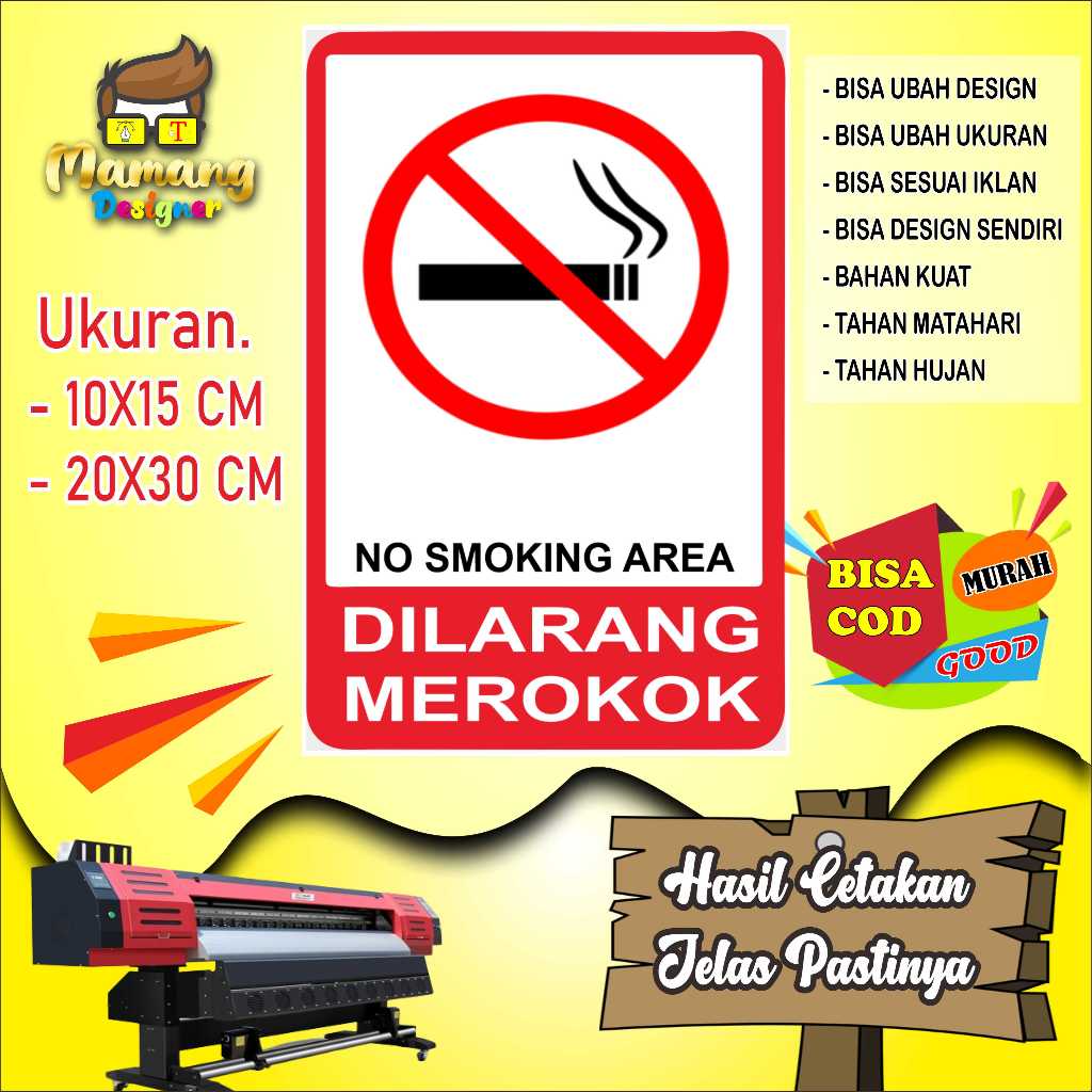 

Cetak Sticker No Smoking Area Atau Dilarang Meroko Merah