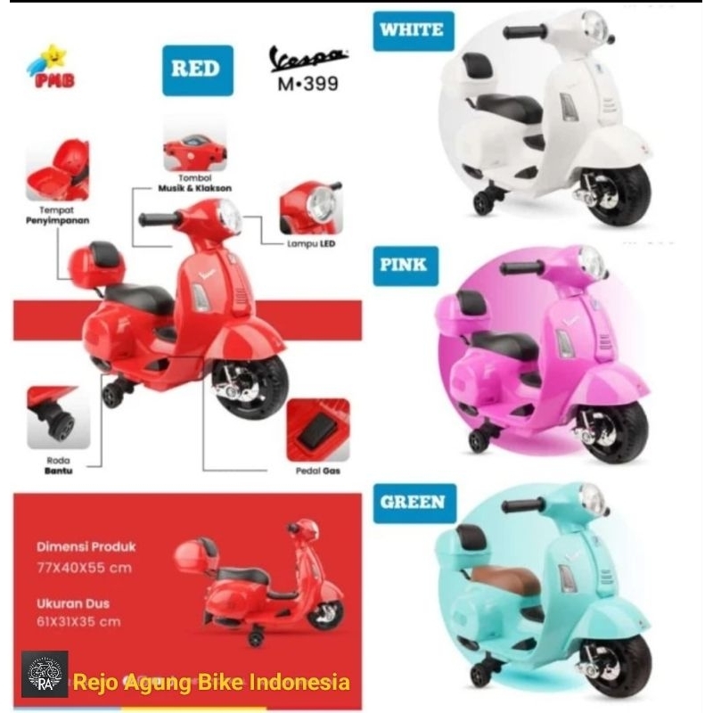 Mainan Anak Motor Aki/Listrik Vespa Box M399