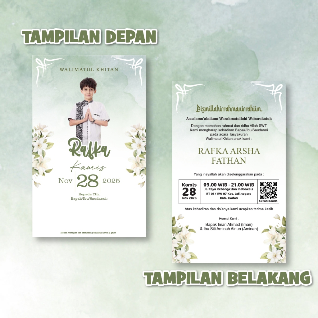 undangan khitan anak/ undangan walimatul khitan anak/undangan khitan/undangan murah/undangan sunatan