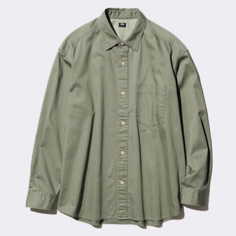 UNIQLO Men Twill Overshirt Kemeja Luaran Pria Lengan Panjang