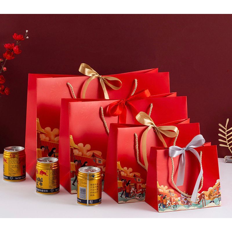 

Paper Bag Motif Barongsai Merah CNY Sincia Chinese New Year Hampers Goodie Bag Kado