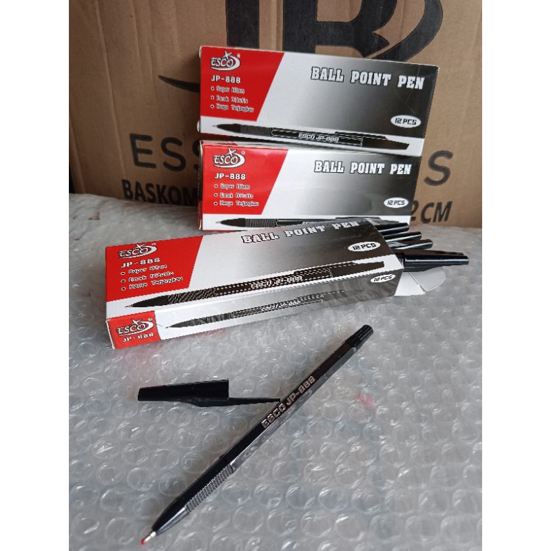 

1 lusin / 12 buah pulpen esco tinta hitam / pen hitam esco jp-888 / pena hitam / pen murah / bolpoin ballpoint murah