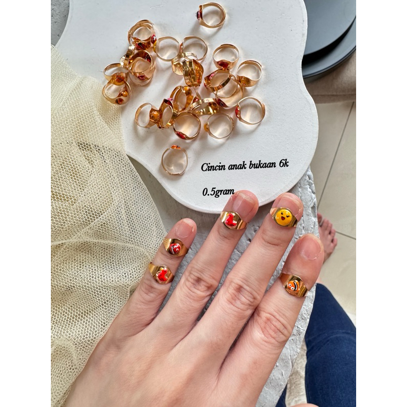 Cincin emas anak boneka stempel selot rosegold