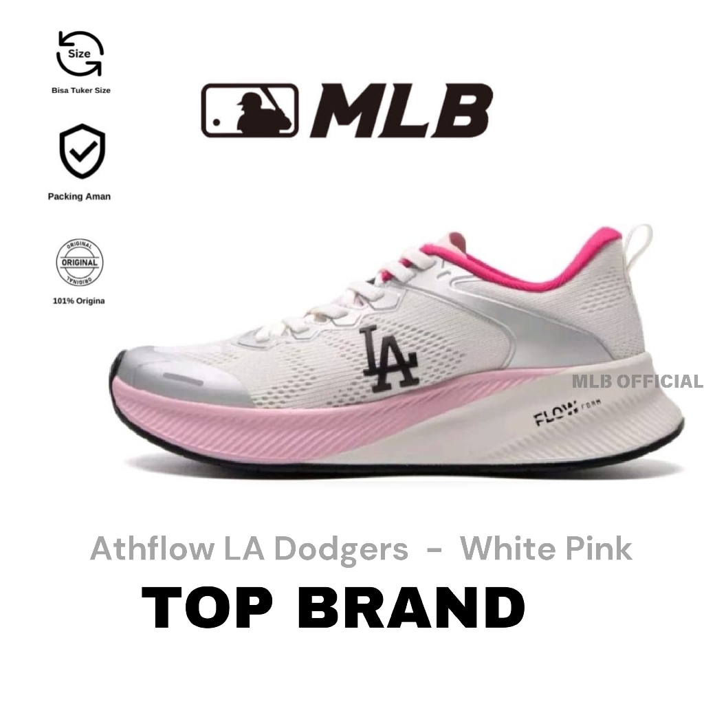 MLB Athflow LA Dodgers Sneakers Shoes White Pink