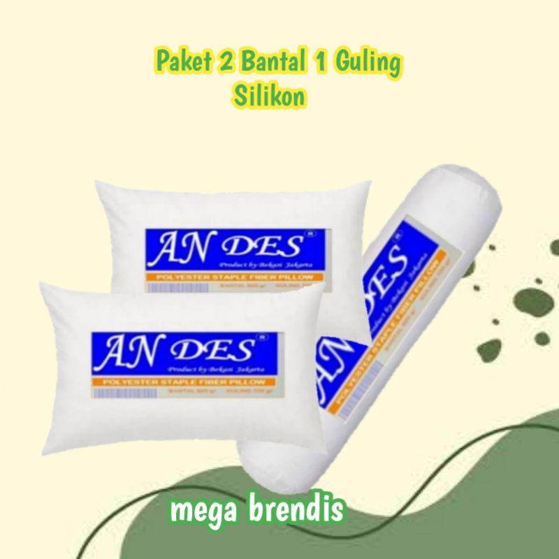 paket bantal murah 2 bantal 1 guling bantal andes isi silikon