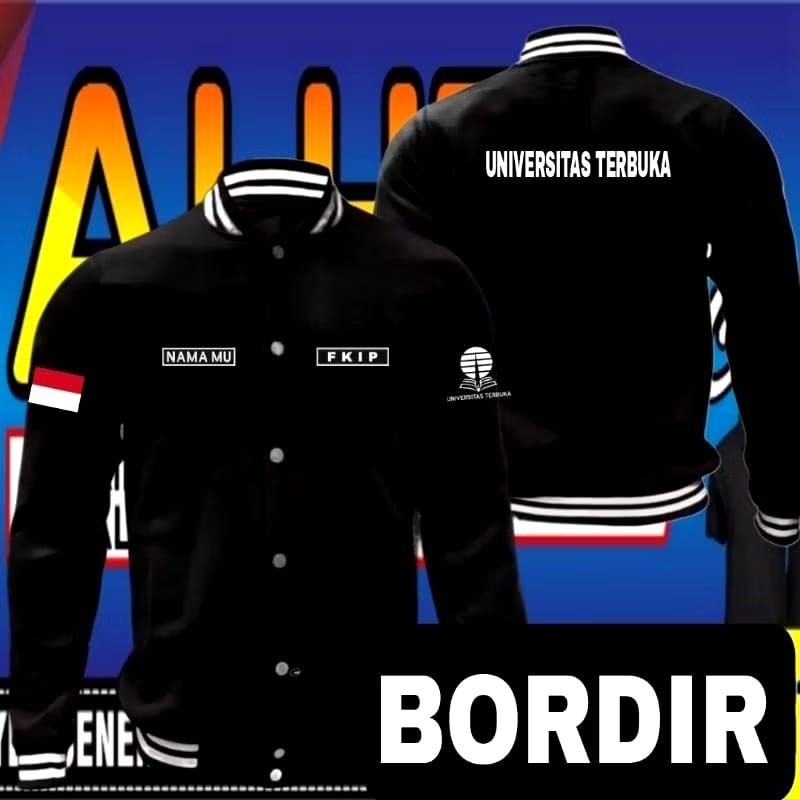 Jaket bordir universitas terbuka jaket universitas terbuka jaket varsity universitas terbuka jaket b