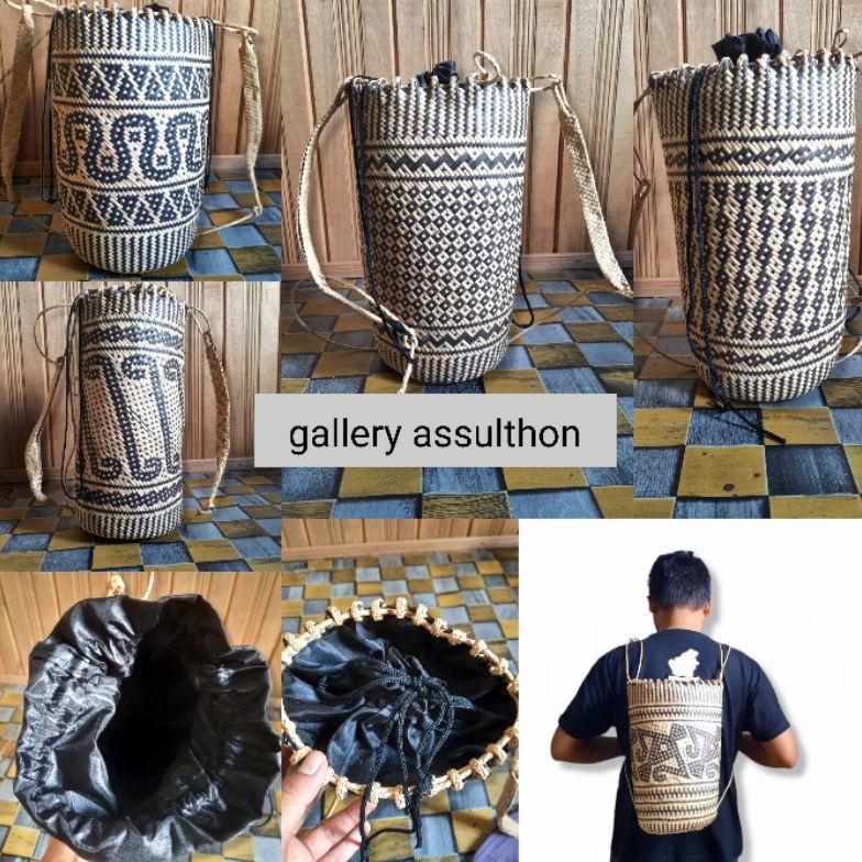 KODE D16Q TAS ANJAT ROTAN UKURAN BESAR LENGKAP DENGAN KAIN PURING