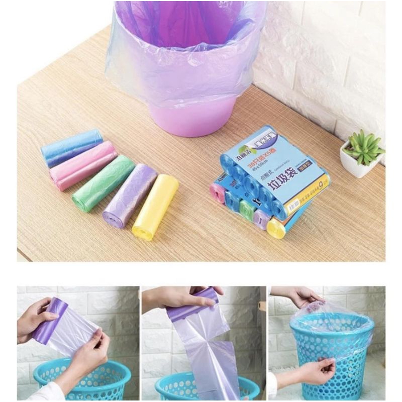 HargaGrosir 75lembar Kantong Plastik Sampah Portabel Kantong Sampah Sekali Pakai