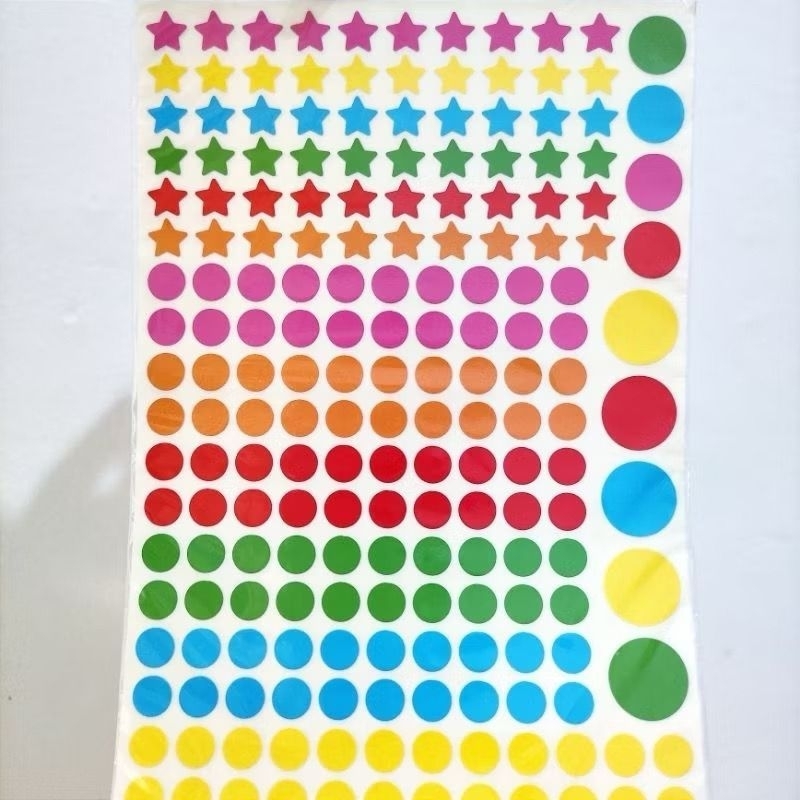 

Babalil - Stiker rewards dot star bintang / sticker label nilai anak bulat rainbow