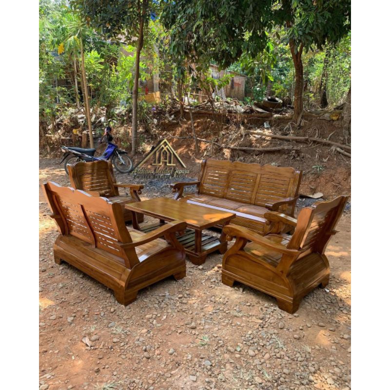 Kursi tamu minimalis model tulang gajah kayu jati