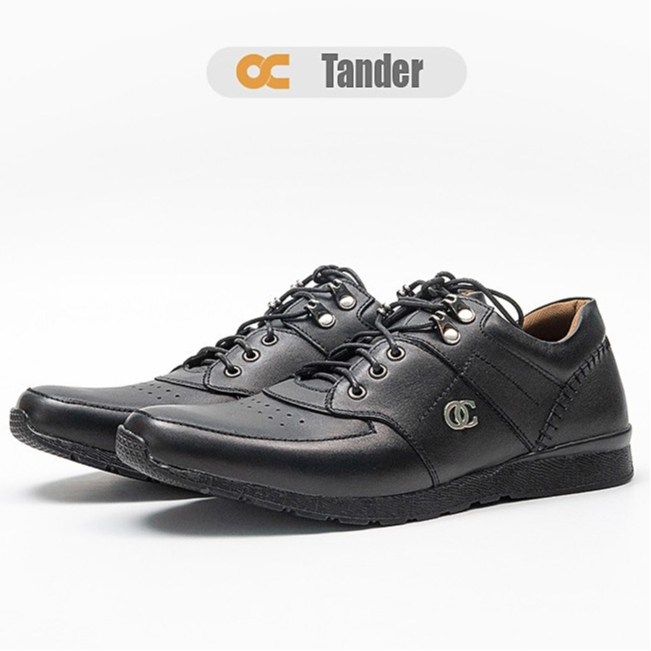 SEPATU SNEAKERS KULIT ASLI ODON CIBADUYUT OC- TANDER  HITAM FORMAL SHOES KERJA