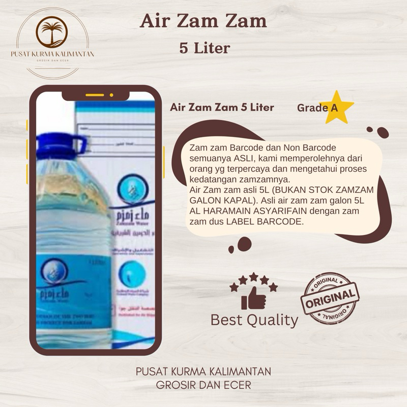 

Air Zamzam 5 liter Original Zamzam Water 100% ORIGINAL dari Saudi Arabia