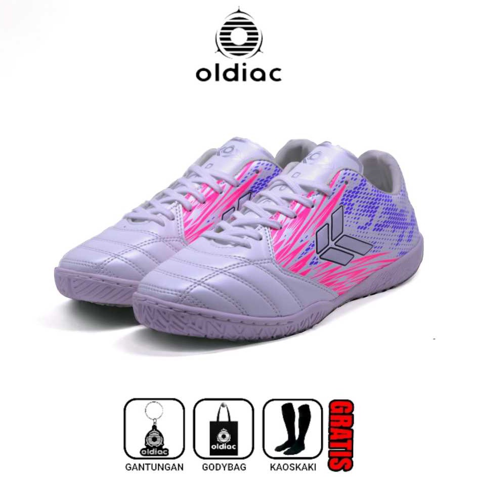 Borong  oldiac Sepatu futsal phoenix putih purplepink white olahraga indoor in outdoor 3943