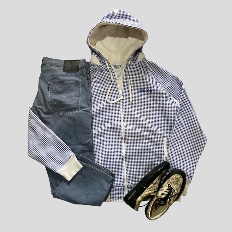 vintage stussy zip hoodie jacket
