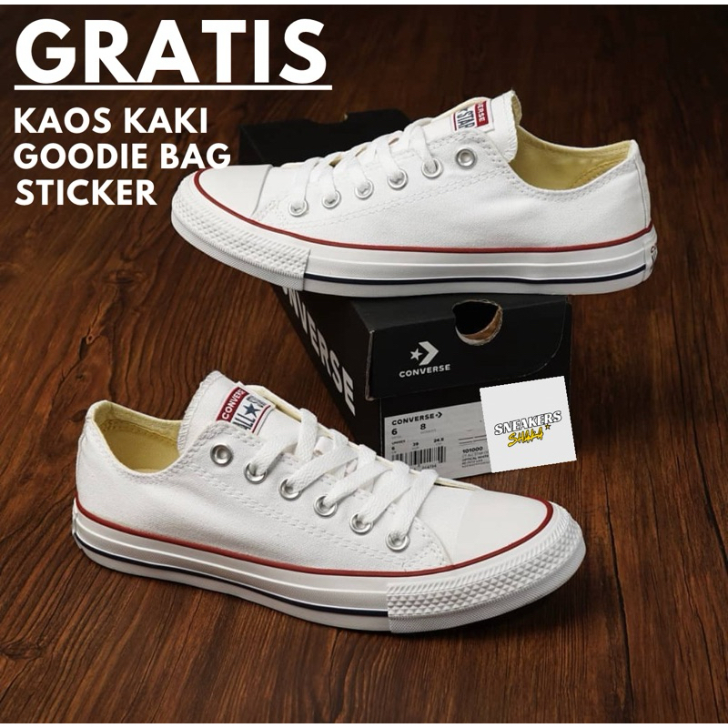 Sepatu Converse  lasic All Star Low White BNIB | Sepatu Sekolah Converse ori OX Pendek putih terlari