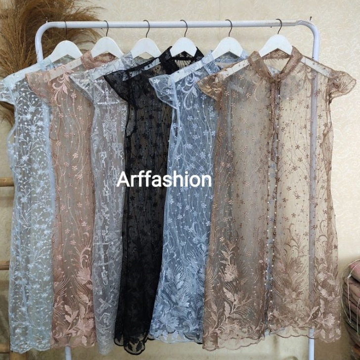 VINTAGE can Tunik tille Brukat tanpa lenganOuter kondangan wanita tearucan viral