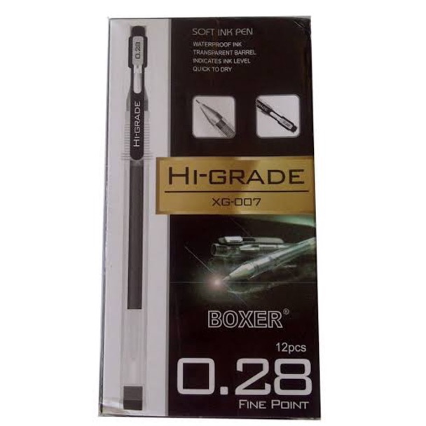 

KODE L77B 12 pcs Bolpen HIGRADE Boxer 28 MM Pulpen Higrade Hitam Biru Higrade