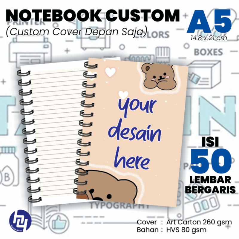 

NOTES A5 isi HVS 50lbr Bergaris - Cover Custom AC 260 gsm