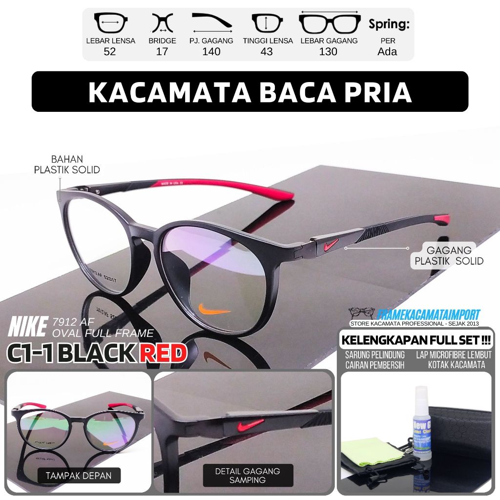 Frame kacamata baca pria elegant sporty Nike