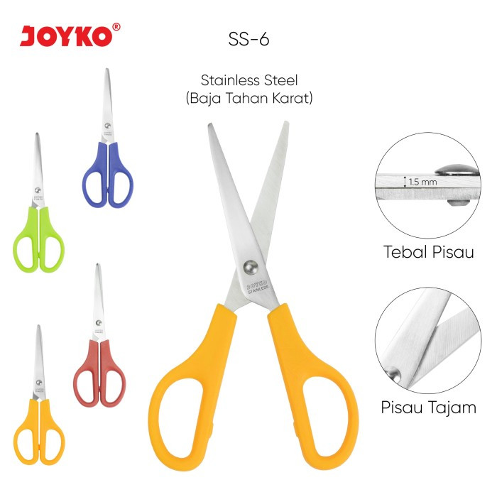 

GUNTING\SCISSORS SS-6 BESAR JOYKO,UNTUK KAIN\KERTAS