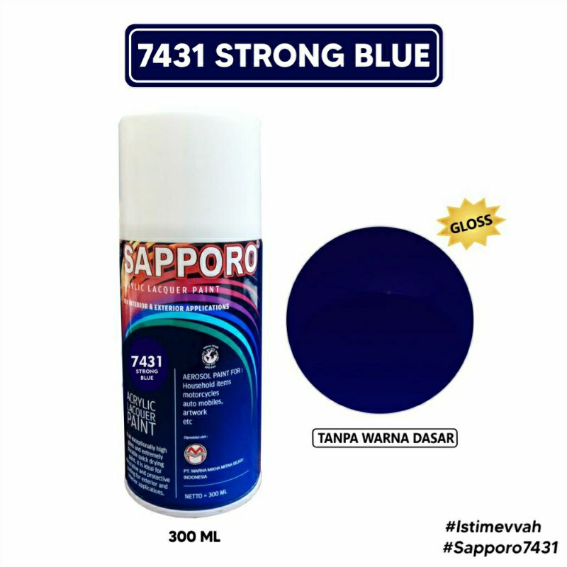 #MAU# Cat Semprot Sapporo 7431 Strong Blue 300ml Biru Dongker Tua Solid Cat Spray Duco Sapporo Ultim