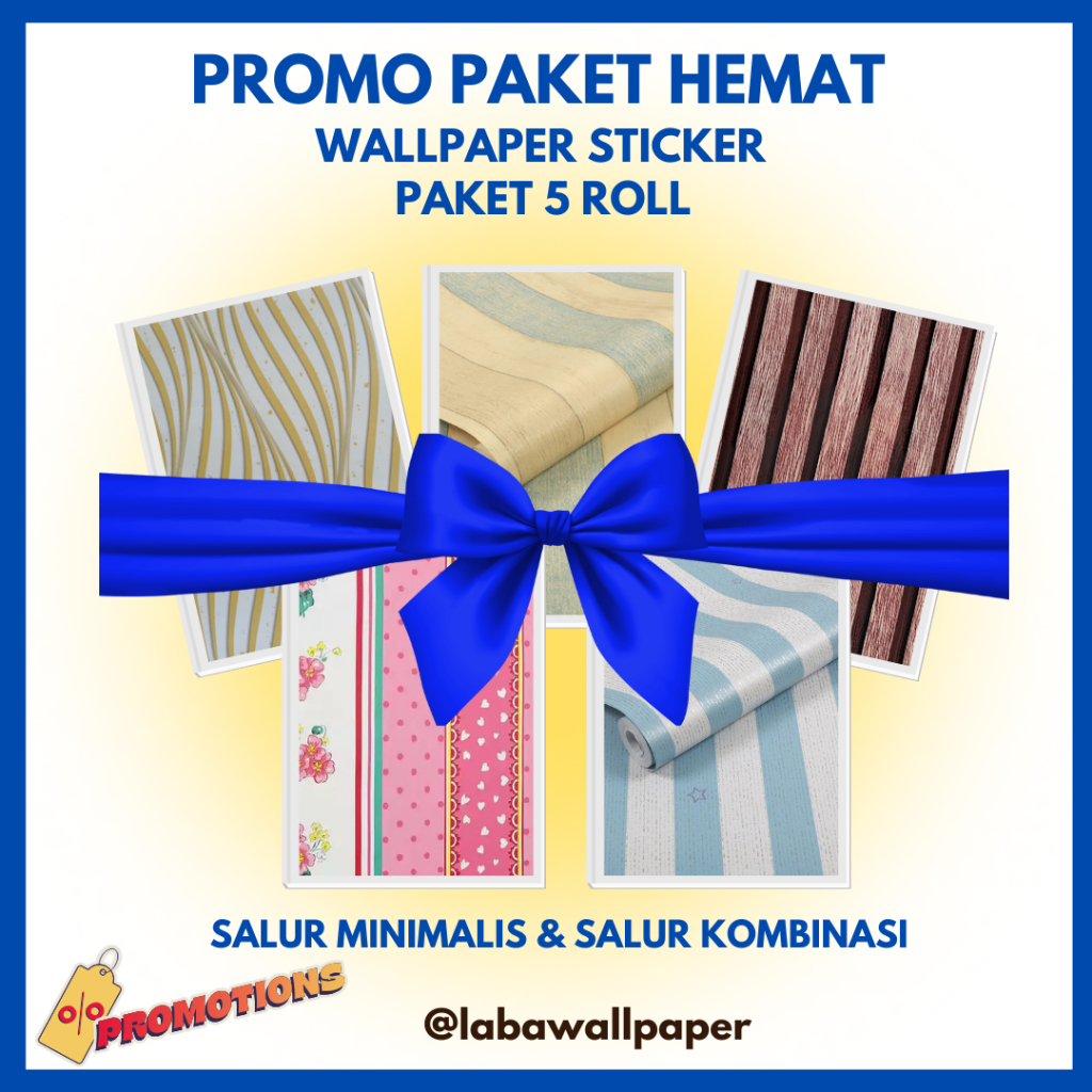 Promo Hemat Paket 5 Roll Wallpaper Stiker Dinding Kamar Motif Garis Minimalis Ukuran L 45CM x P 8-9M
