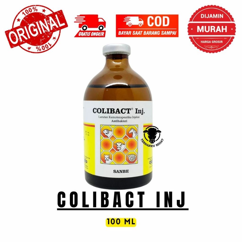 COLIBACT INJEKSI 100 ML - Obat Antibiotik Hewan Diare Batuk Pilek - Obat Mencret Sapi kambing
