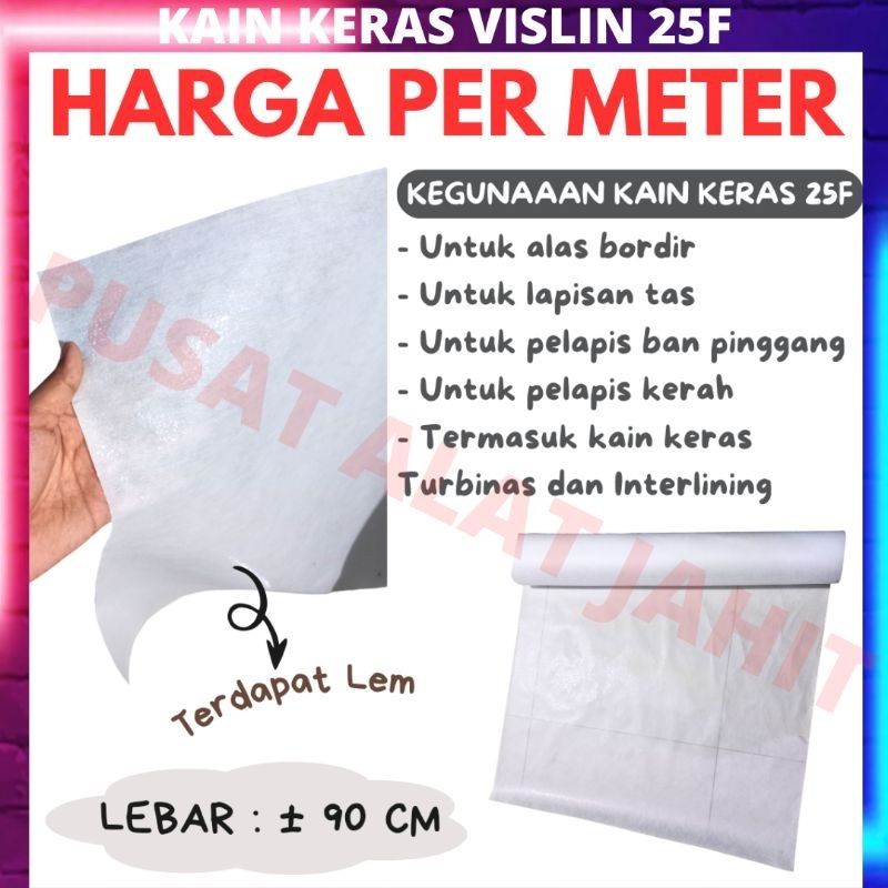 KAIN KERAS VISLIN VISILIN KAPAS PELAPIS LAPISAN BAJU TEBAL ADA LEM 25F PER METER
