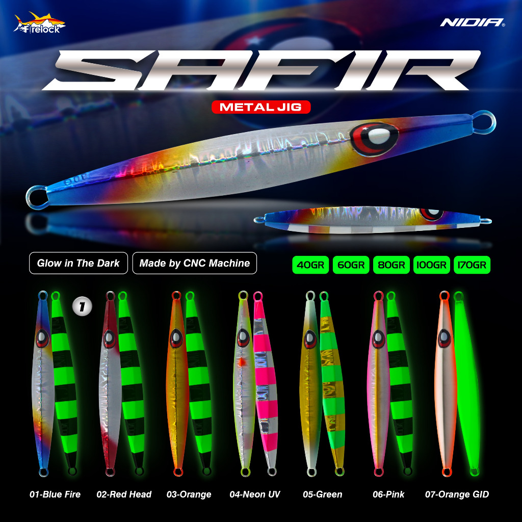 Umpan Pancing Metal Jig 100 Gram | MetalJig Firelock SAFIR 100gram