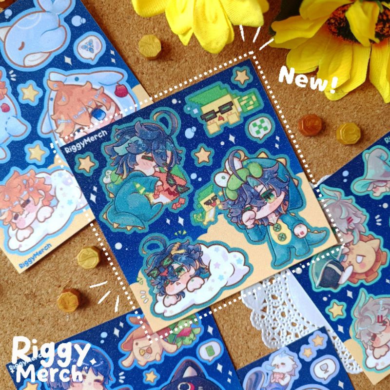

(RiggyMerch) Genshin Impact Eepy Sticker Sheet | Neuvillette - Tartaglia / Childe - Furina - Wriothesley - Alhaitham - Scaramouche Wanderer - Kinich