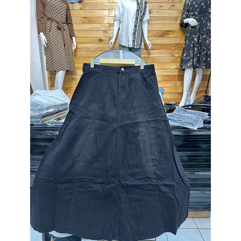 rok denim import wanita model payung
