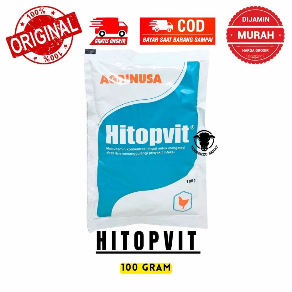 HITOPVIT 100 GRAM - Multivitamin Konsentrasi Tinggi Unggas Ayam Bebek Puyuh