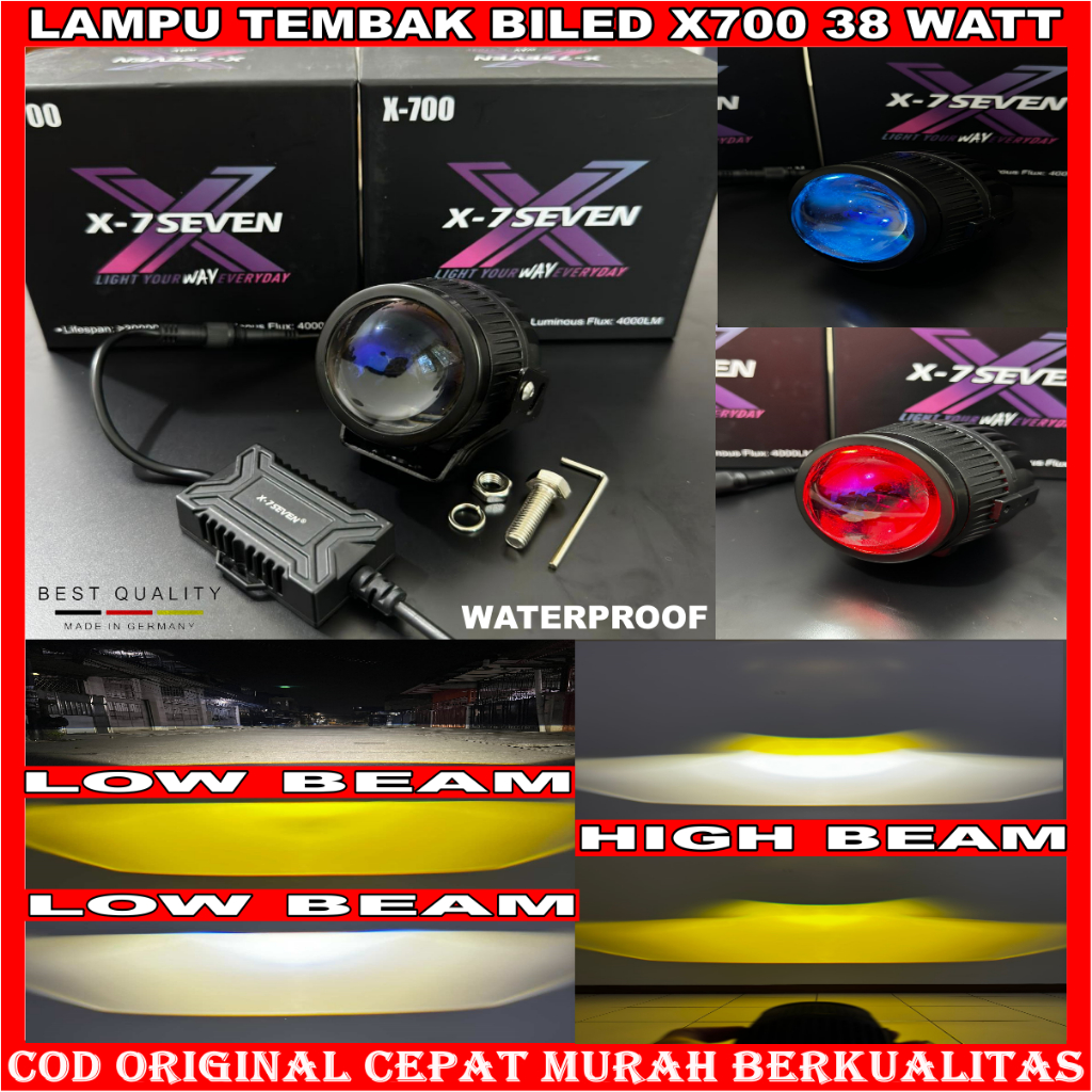 X-7SEVEN - ORIGINAL LAMPU TEMBAK BILED 3 WARNA X700 38 WATT PREMIUM QUALITY CAHAYA BILED ASLI BILED 