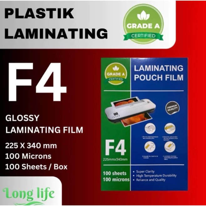 

Laminating Film Pouch Glossy F4 / Plastik Laminating Glossy F4 Grade A