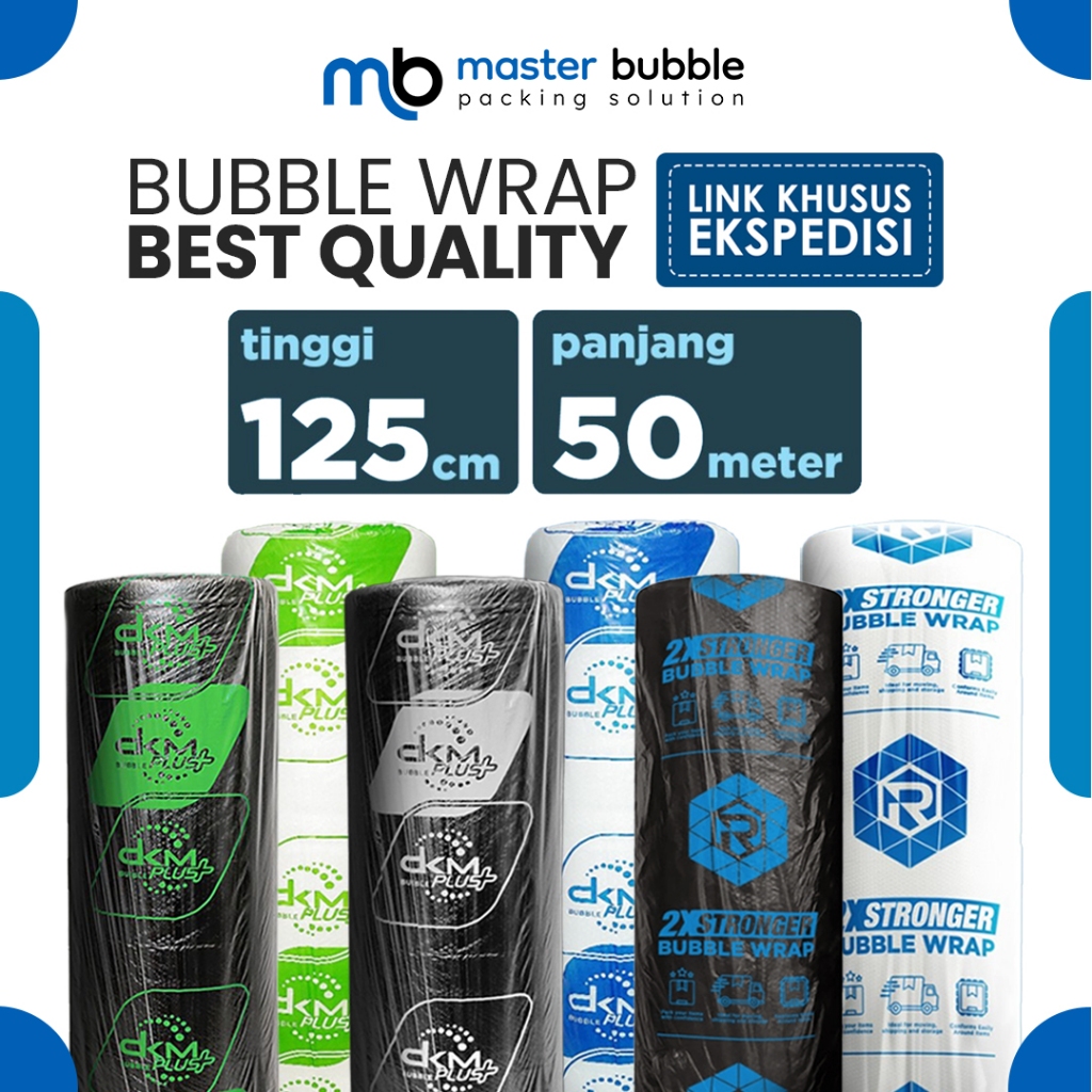

Plastik Packing Bubble Wrap Merek DKM RUSFET 125cm x 50meter Bening & Hitam Murah (LINK EKSPEDISI)