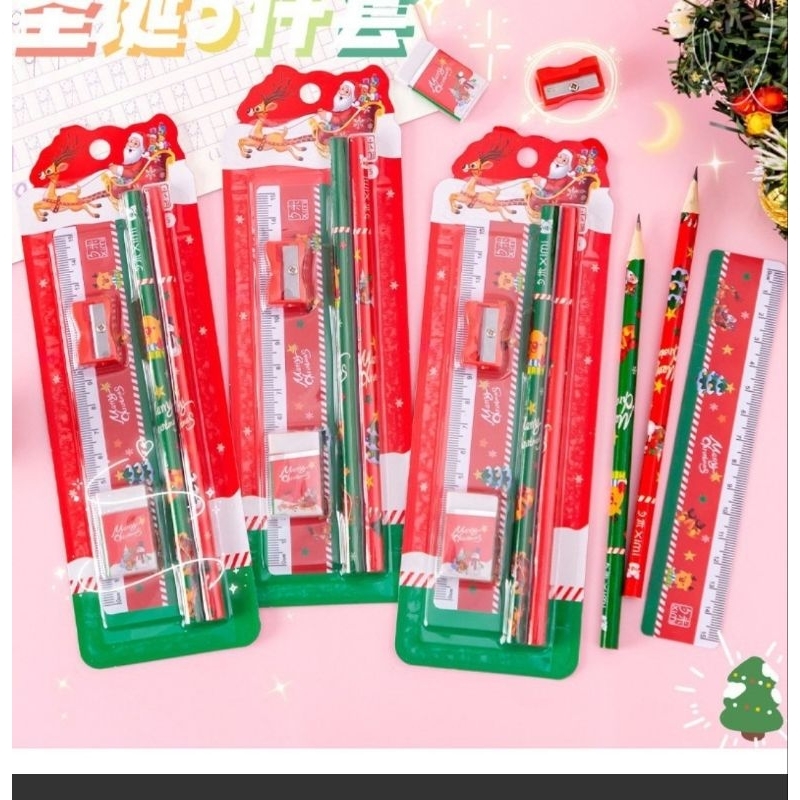 

1 SET Alat Tulis NATAL Stationery Sekolah Penggaris Pensil Penghapus Natal Hadiah Gift Souvenir Natal S5 2