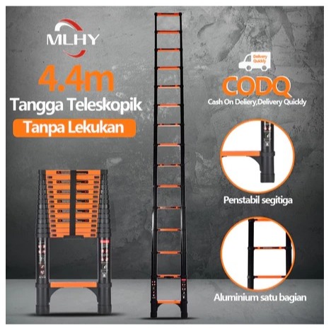 MLHY Tangga Teleskopik 4.4M Lipat Aluminium Telescopic Single Ladder 4.4M