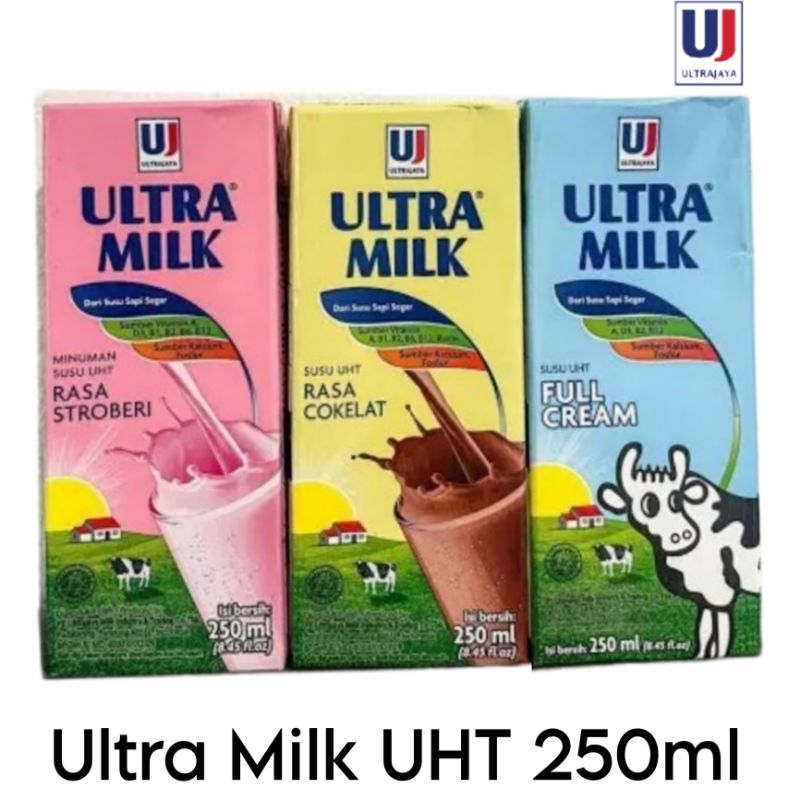 

Ultra milk 250ml Choc full cream Straw Ecer satuan