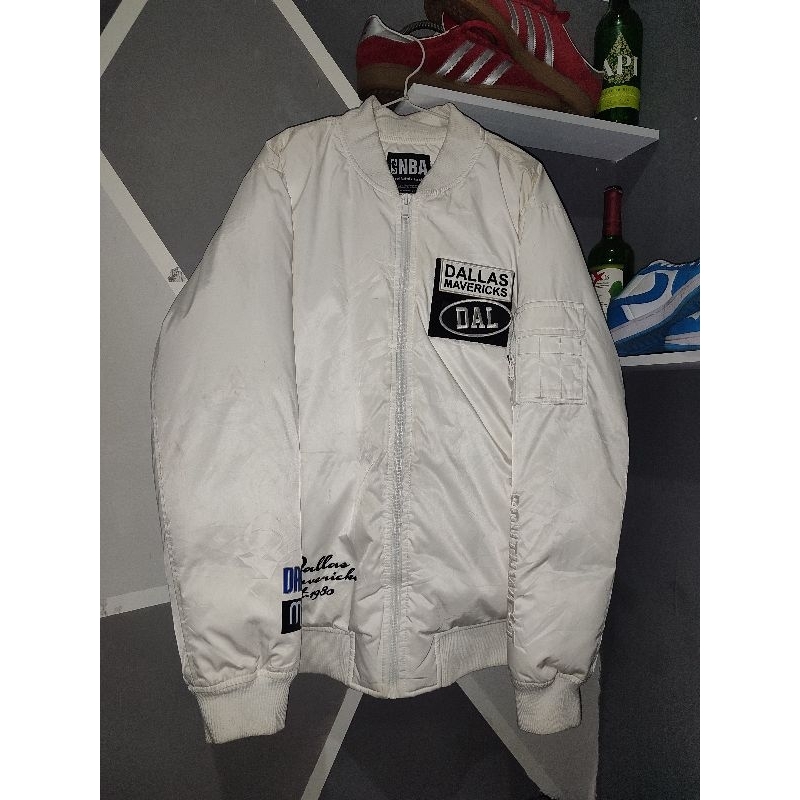 Jaket Bomber NBA Dallas Mavericks Putih Premium