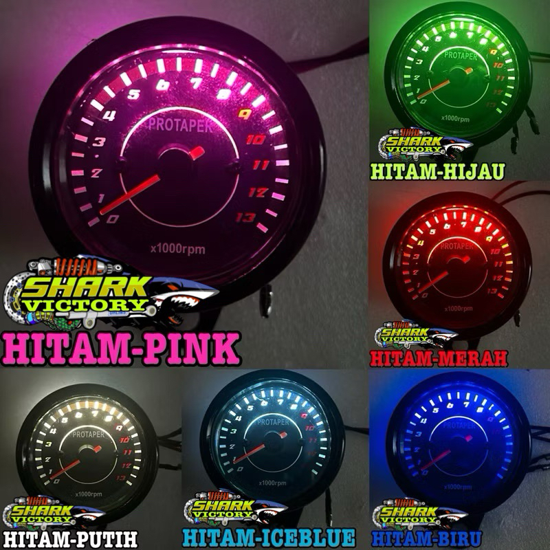 Rpm jarum analog body hitam / Tachometer jarum untuk motor