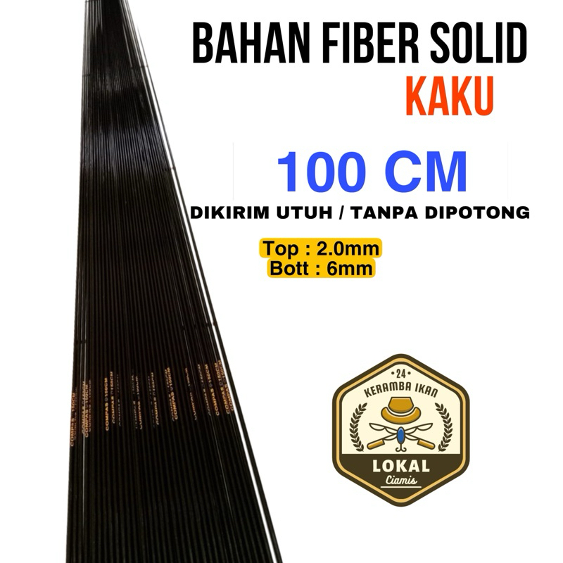 BAHAN CUSTOM JORAN BLANK FIBER SOLID KAKU 100 CM TANPA DIPOTONG DIKIRIM UTUH GRATIS PACKING BAMBU