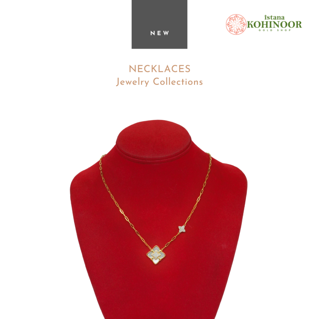 KOHINOOR KALUNG VARIASI MOTIF CLOVER PENDANTS YELLOW GOLD EMAS 16K
