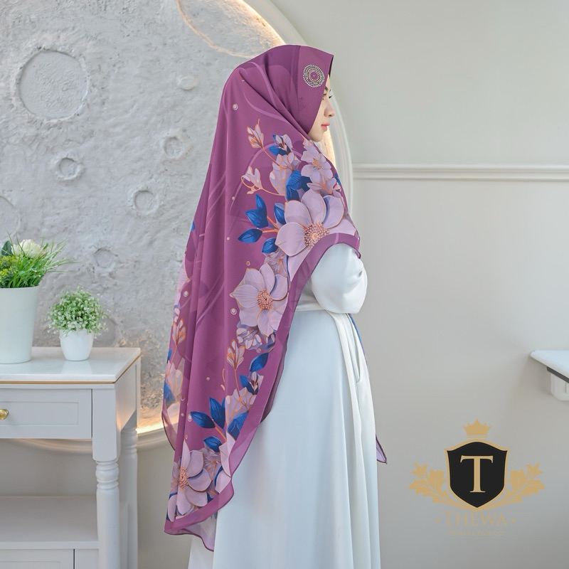 THEWA - Hijab Khimar Aurora Payet Digital Printing Kerudung Seruty Babydoll