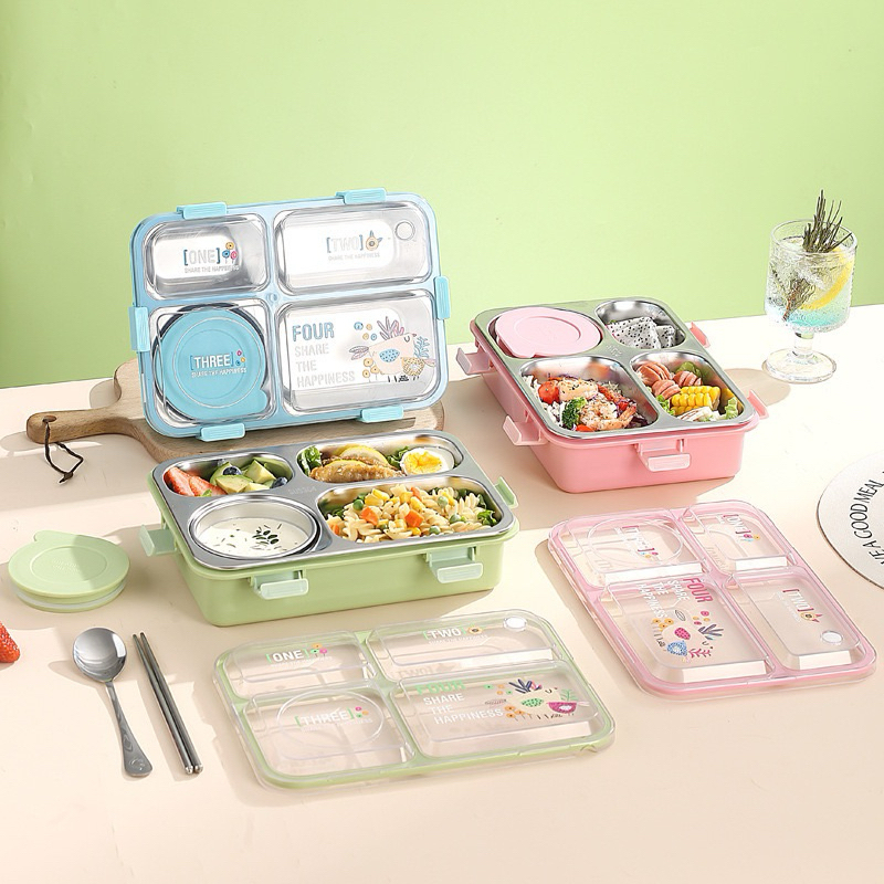 Lunch Box Stainless Steel Sekat Kotak Makan Anak Sekolah Kotak Makan Catering Kerja