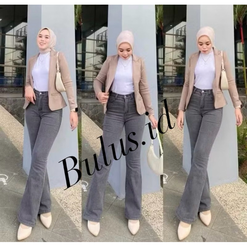 Highwaist Cutbray Jeans Wanita-Celana Panjang Denim Cutbray Melar Nyaman-Celana Cutbray Jeans Wanita