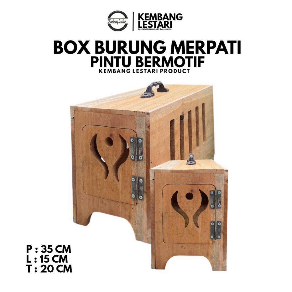 Box Kayu Sangkar Kandang Merpati Box Tas Burung Kayu Pintu Bermotif